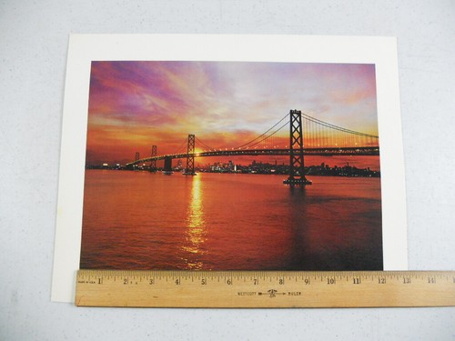 Estampado en color de colección 11"" X 14"" San Francisco - Puente de la Bahía de Oakland al atardecer - Imagen 5 de 6