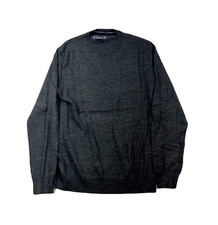 Club Room Layered Look Crewneck Sweater Mens Small Charcoal Heather Grey Knit