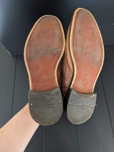 H London By Hudson Brown Tan Brogues Wing Tip Size Uk7 EU41 Lace Up Formal Shoe - Picture 10 of 11