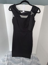 Patra  Women’s Dress size 6 black satin,mesh, wide strapped, cocktail dress