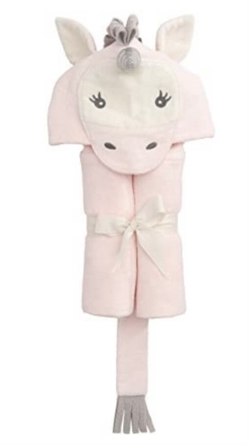 Elegant Baby Pink Unicorn Hooded Baby Bath Wrap