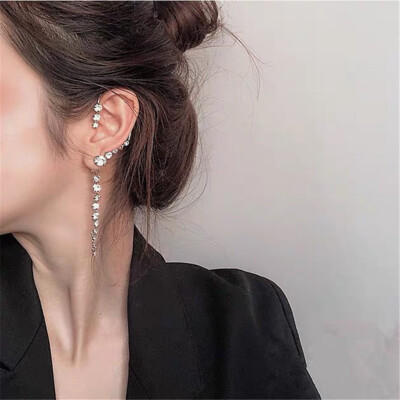 Single New Rhinestone, Shiny Drill Arc Ear Hanging Clip Earrings for Women  2020