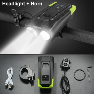 LED Bicycle Headlight Bike Head Light Front Lamp Cycling Horn USB Rechargeable