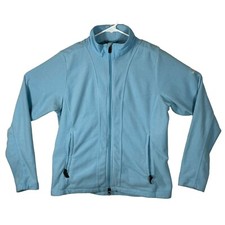 Adidas ClimaProof Jacket Womens Size M Light Blue Fleece Warm Full-Zip