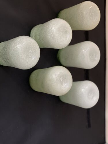 Hand Blown Glass Pitcher and 6 Glasses Set Green Frosted Textured - Picture 10 of 12