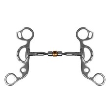SHORT SHANK SNAFFLE Comfort Jointed 5 1/4" Copper Roller CURB BIT 6" Cheeks