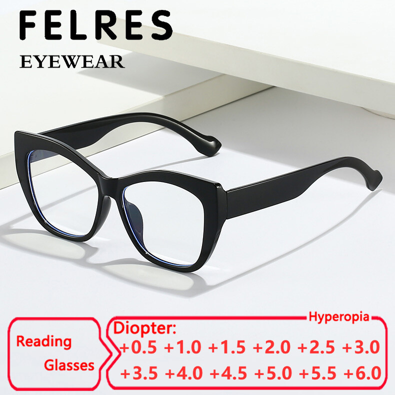 Women Cat Eye Blue Light Blocking Reading Glasses Clear Lens Presbyopic Glasses