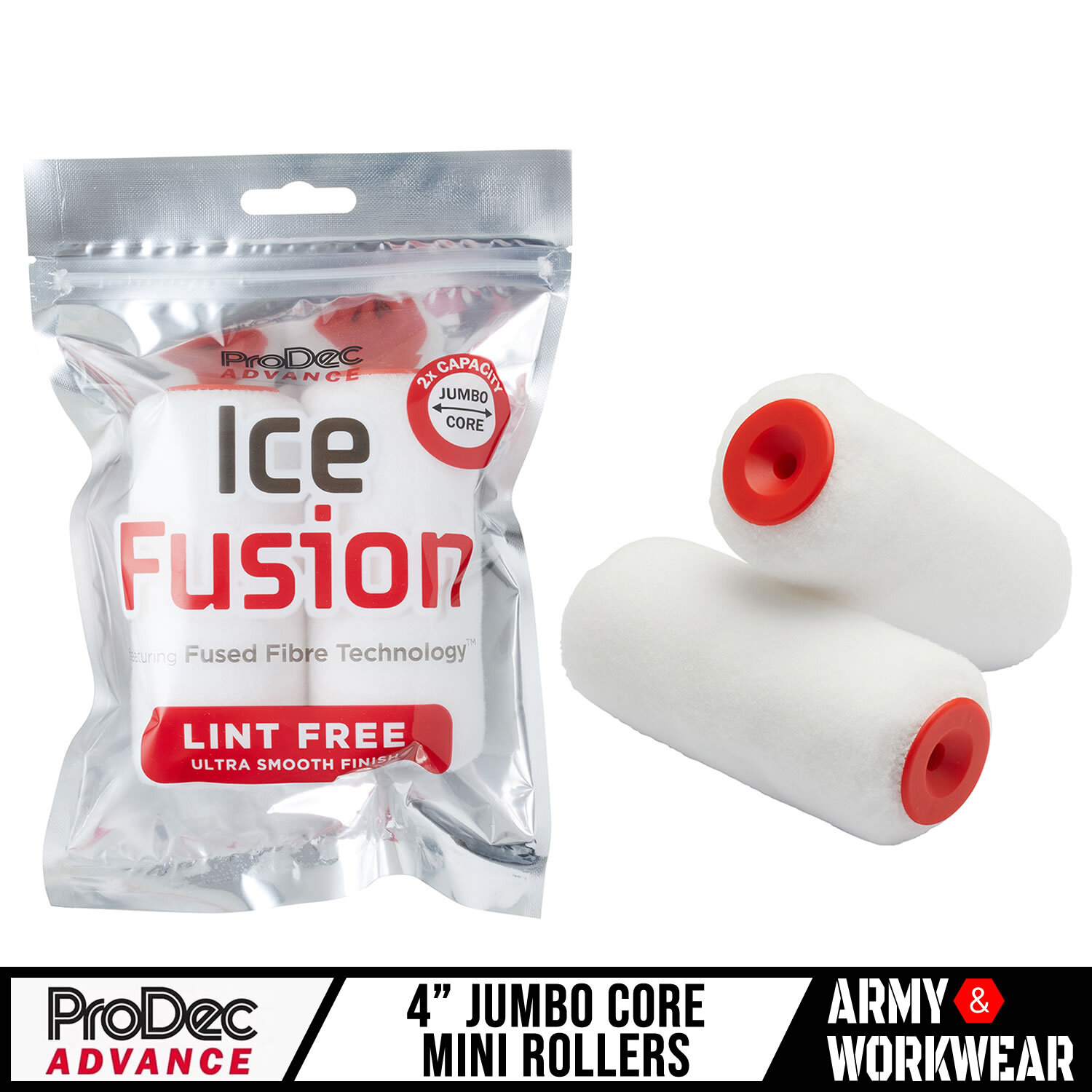 2 X ProDec Advance 10.2cm Jumbo Core Mini Rulli Ghiaccio Fusion Pelucchio Gratis