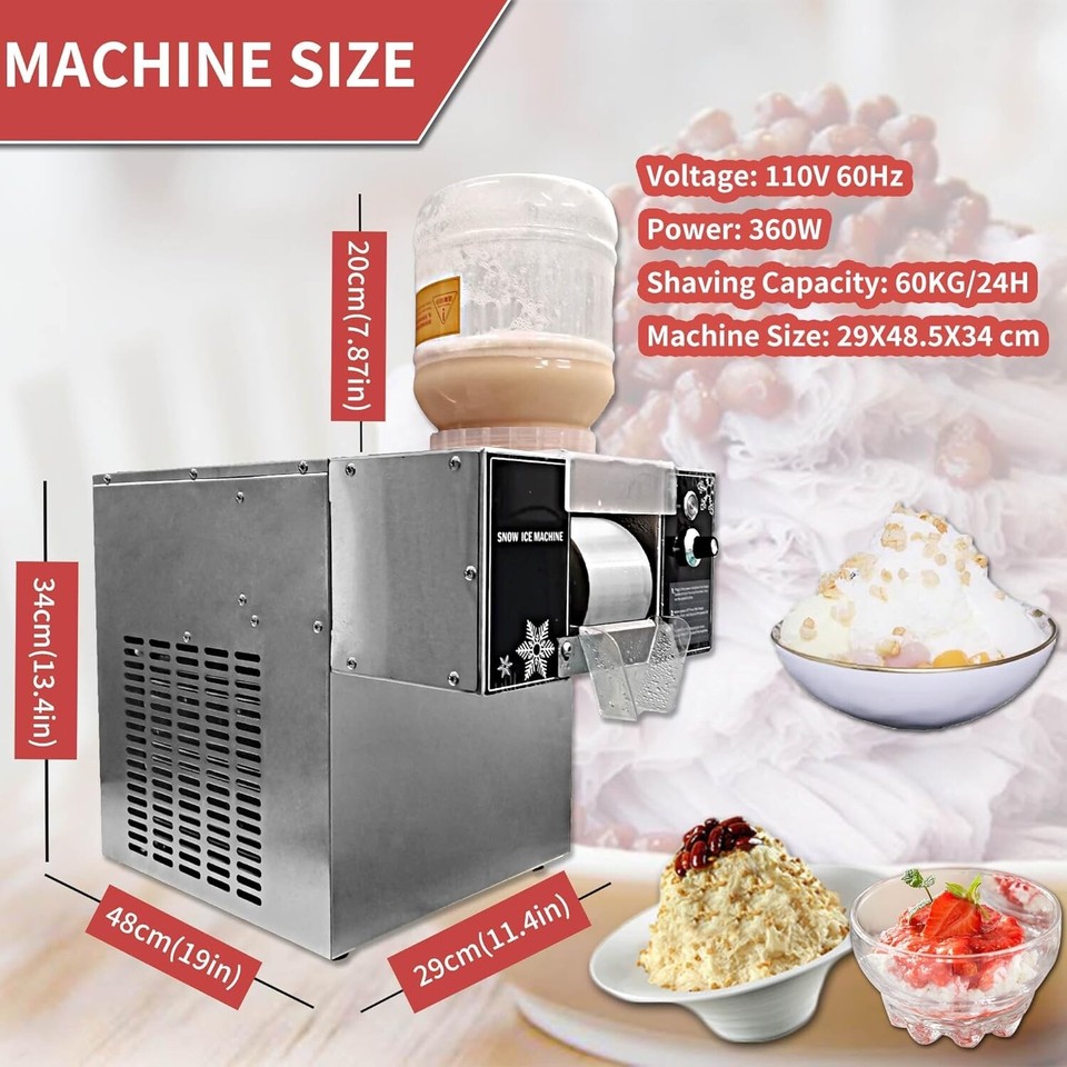 Yovtekc 132LBS/24H Commercial Snowflake Ice Maker, Snow Cone Shaved Ice