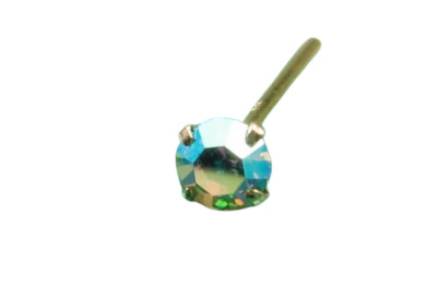 14K, 18K, Yellow ,Rose, White Gold Stright Post Nose Ring AB Multicolor Diamond
