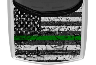 Grunge American Flag Green Lives Matter Hood Truck Wrap Vinyl Car Graphic Decal