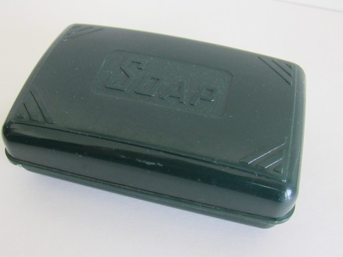 Vintage 1940s Bakelite Travel Soap Dish Soap Holder Dark Forest GREEN