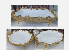 Ceramic Platter White Gold Serving Dish Food Dessert Plate Stunning Gift