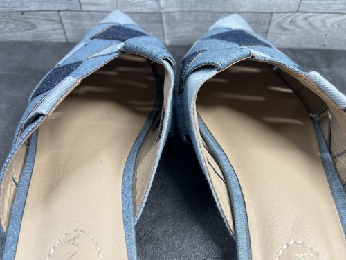 Versona Mules Mujer 10 M Zapatos Zuecos Azul Denim Tejido Sin Cordones Informales Comodidad - Imagen 14 de 15