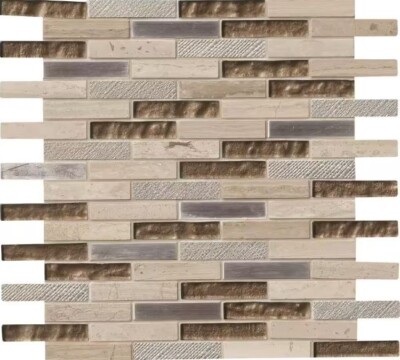 MSI Diamante 12 in. x 13 in. Glossy Glass Stone Brick Look Wall Tile 0.98 sqft