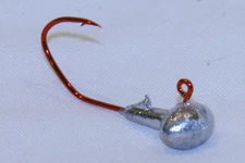 10 pk 1/16 oz Football Bass Fishing Jigs Heads Red Sickle Hooks