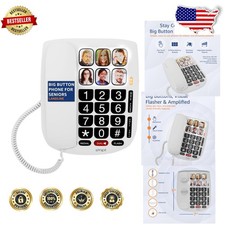 Senior Corded Phone: Easy Dial, Flashing Alert, Hearing Impaired Friendly