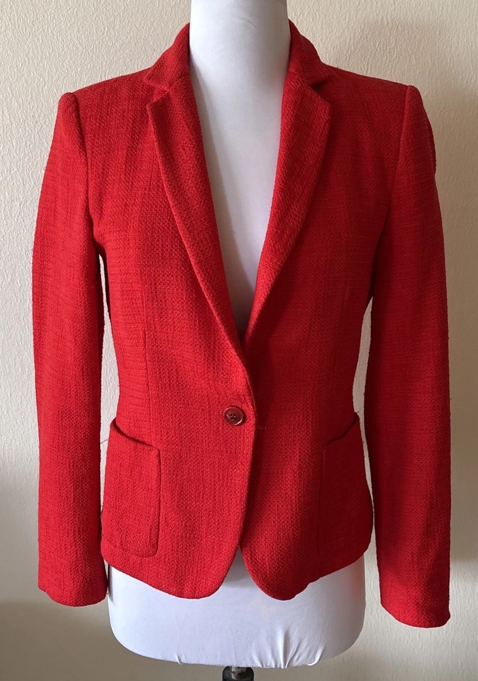 ZARA basic Red Button Side Pockets Blazer Jacket~… - image 4