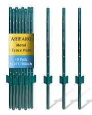 ARIFARO Metal Fence Posts 91cm / 3ft, Pack of 10, Sturdy Duty No Digging Gard...