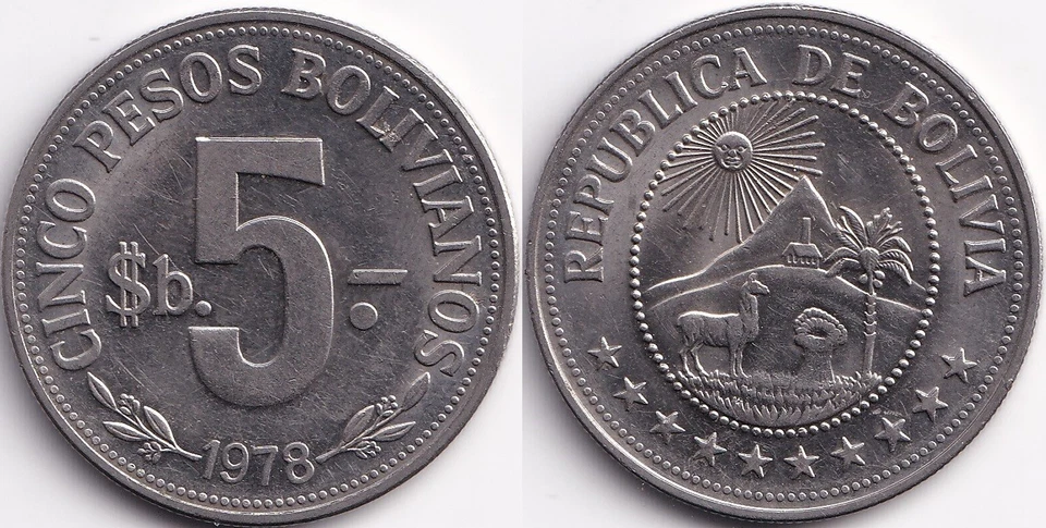 5 Pesos Bolivianos 1978 Bolivie Bolivia - Armoiries - Photo 1/1