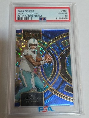 2023 Panini Select - Tua Tagovailoa #103 Blue Disco Prizm /25 Dolphins PSA 10