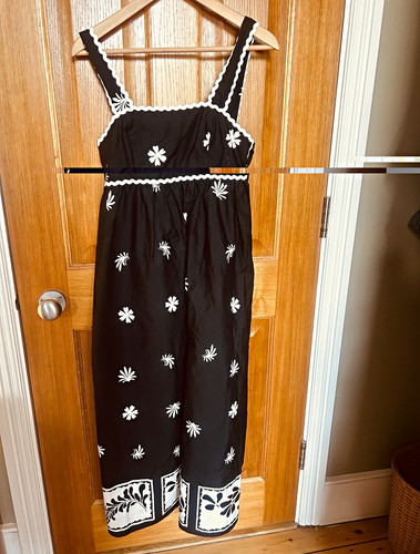 Zara Women’s S Black/White Floral Maxi Dress Square Neck Strappy Bow
