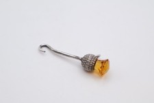 Delightful White Metal Miniature Chatelain Button Hook