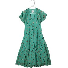 The Nines Hatch Floral Midi Dress Green Flutter Sleeve VNeck Women Maternity XS