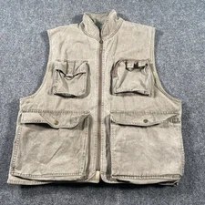 Vintage Eastern Mountain Sports EMS Full Zip Fishing Hunting Vest Canvas Mens L