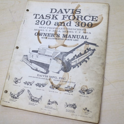 #ad #ad CASE DAVIS TASK FORCE 200 300 A TRENCHER Parts Manual Owner Operator maintenance $42.25