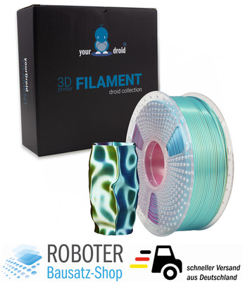 yourDroid Tri-Color Biosilk PLA+ Filament Rot/Gelb/Grün 1.75mm 1kg