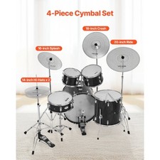 Low Volume Cymbal Pack, 4 Pieces Quiet Cymbals for Drum Set, Alloy Cymbals Drum