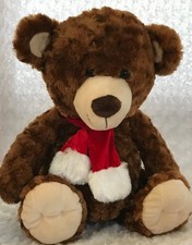 DAN DEE TEDDY BEAR CHRISTMAS PLUSH COLLECTOR  S CHOICE TOY 15  BROWN w/ RED SCARF