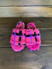 UGG Fluff Yeah Plaid Punk Pink Fluffy Sandals / Slippers Women Size 8 Slingback