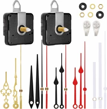 2 Pieces High Torque Silent Clock Movement Mechanism with 5 Pack Clock Hands, DI