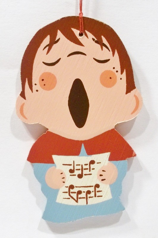Erzgebirge Germany Singing Choir Boy Music Wooden Wood Fretwork Vintage Ornament
