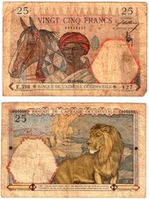 1936 French West Africa 25 Francs P22 b circulated 15-12-1936 SALE OPPORTUNITY