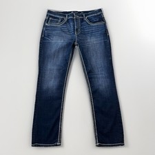 Mens BKE Buckle Jake Straight Jeans 38x31 Dark Wash Stretch Denim ABS16588