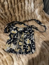 Vera Bradley Black Yellow Yellow Bird Rectangle Crossbody Purse Adjustable Strap