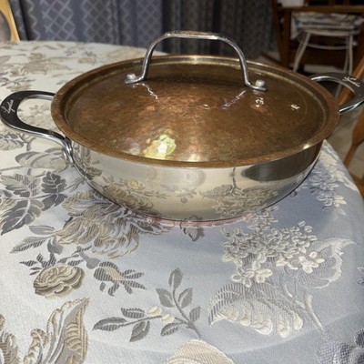 Lagastina Giaga 4 Qt./3.8 L Copper Clad Pan With Hammered Copper Clad Lid-Exc.