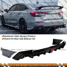 For 2025-26 Honda Civic Sedan Yofer Urban Gray LED Rear Diffuser + Corner Spats