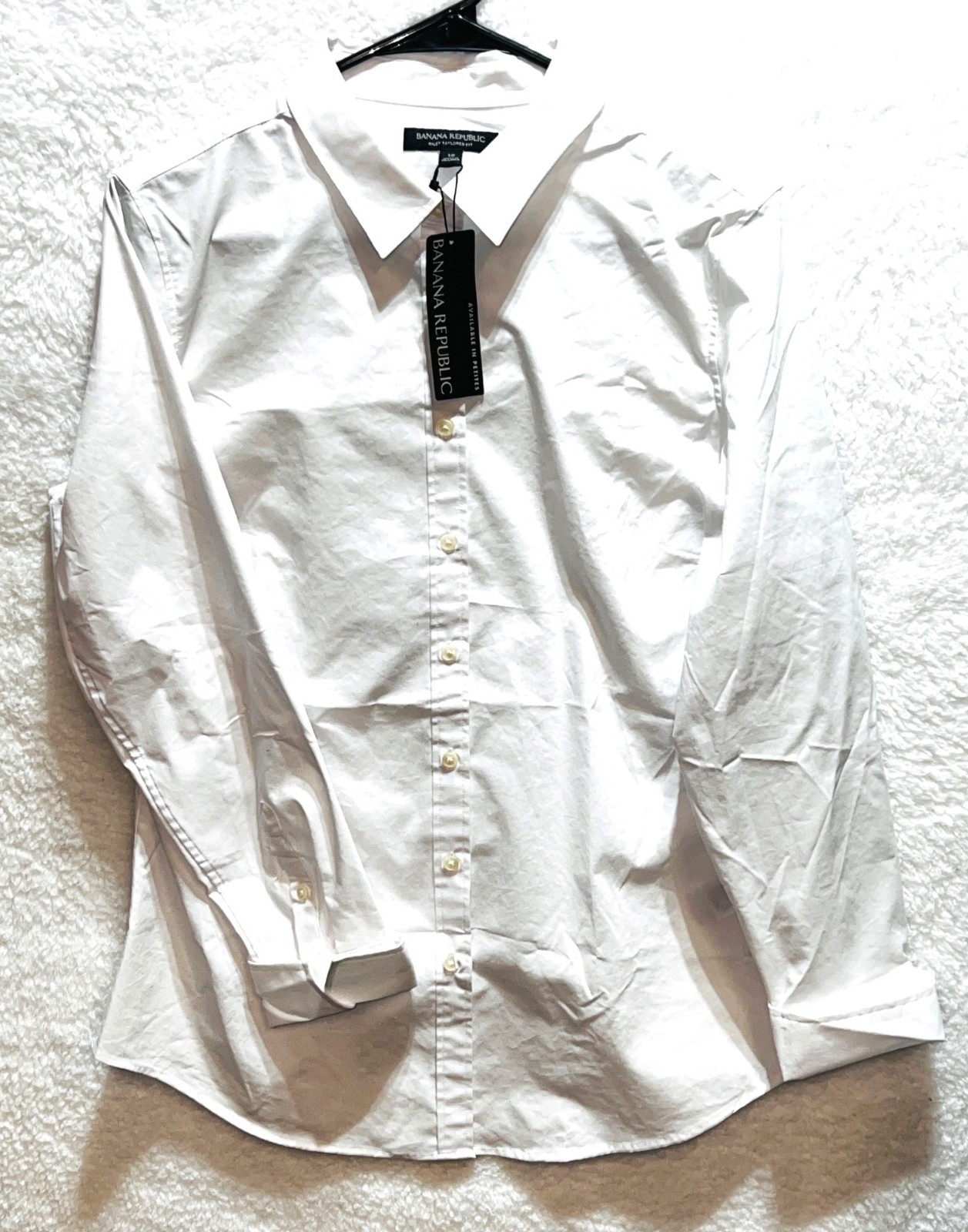 New Banana Republic Womens White Tailored Fit 12 Long Sleeve Button-Up Shirt