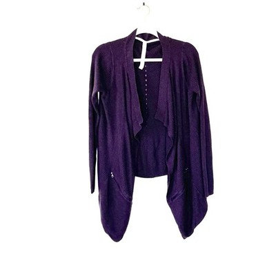Lululemon Resolution Wrap Deep Zinfandel Purple Cashmere Blend Draped Cardigan 6