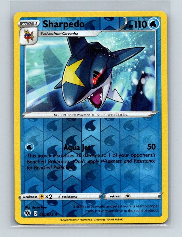 Sharpedo 12/73 Uncommon Champion's Path Pokemon Reverse Holo Near Mint