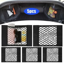 5pcs Universal Car Trunk Mesh Cargo Net Storage Pocket Suv Rv No-drill Organizer