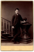Cabinet Card Circa 1880s Young Boy In Suit Standing Pose Unmarked