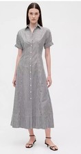 Gap  Dress Large Stripe Poplin Midi Shirtdress Fit & Flare Midi New Black White