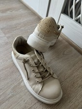 32 Sneaker Schuhe Gold Glitzer Hochzeit Beige Edel halbschuhe Strass Steine ￼￼