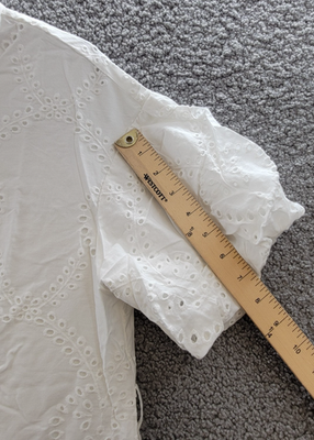 gracia eyelet short sleeve dress Gracia Eyelet Midi Dress Women's L White Button Front Closures Short Sleeves