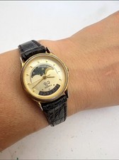Vintage RJW Celestial Moonphase Style Watch 28mm Rare Pointer Date Quartz